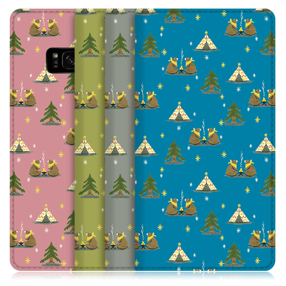 LOOF ANLOOF Galaxy S8 (docomo:SC-02J au:SCV36)用  高品質 手帳型ケース カード収納付き ベルトなし [-Camping Bear-]