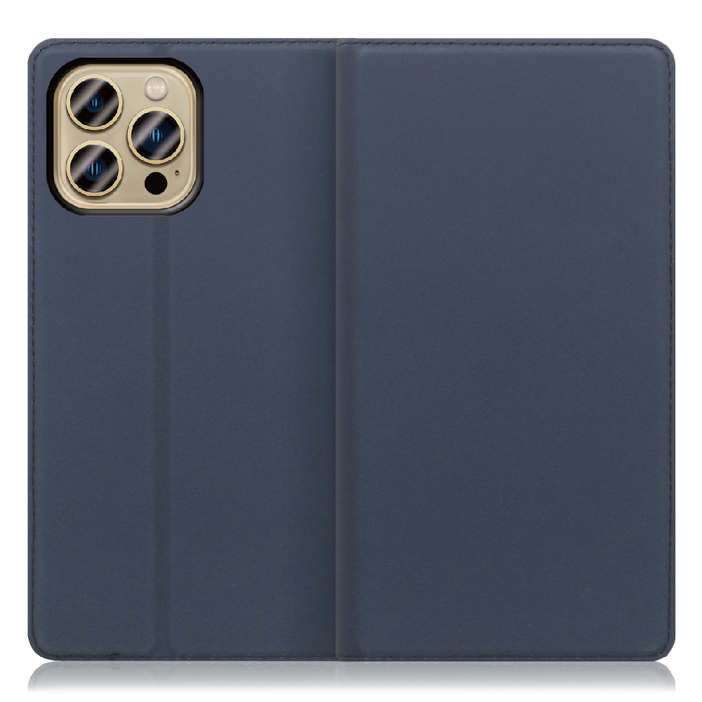 LOOF SKIN SLIM iPhone 13 Pro Max [ネイビー] 薄い 軽量 手帳型ケース カード収納 幅広ポケット ベルトなし
