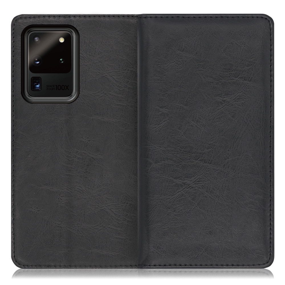 LOOF Royale Galaxy S20 Ultra [ブラック] 手帳型 ケース カバー スマホケース 財布型 ブック型 大容量 カード収納 スタンド ベルトなし スマホカバー 本革 高品質 パス入れ カード入れ ストラップ ホール