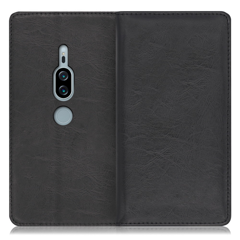 LOOF Royale Xperia XZ2 Premium / SO-04K / SOV38 [ブラック] 手帳型 ケース カバー スマホケース 財布型 ブック型 大容量 カード収納 スタンド ベルトなし スマホカバー 本革 高品質 パス入れ カード入れ ストラップ ホール