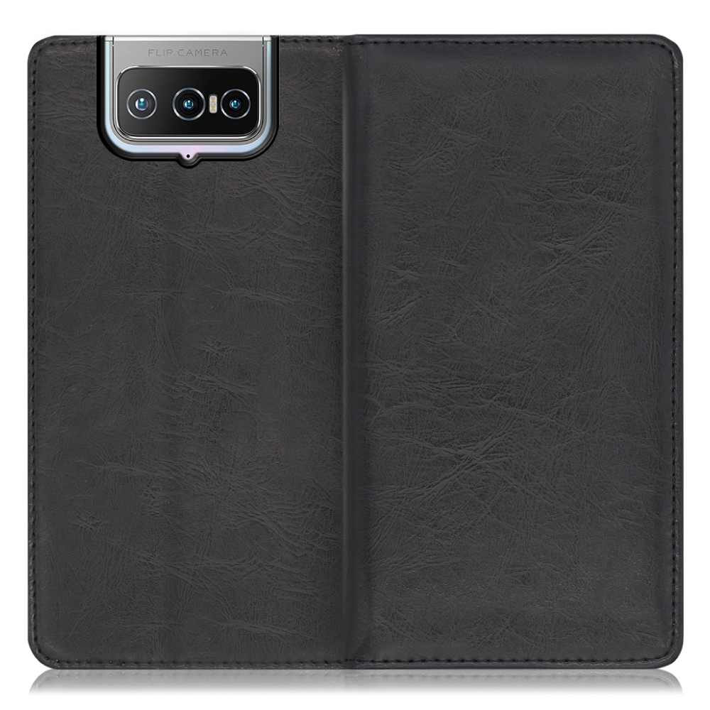 LOOF Royale ZenFone 7 / ZenFone 7 Pro [ブラック] 手帳型 ケース カバー スマホケース 財布型 ブック型 大容量 カード収納 スタンド ベルトなし スマホカバー 本革 高品質 パス入れ カード入れ ストラップ ホール