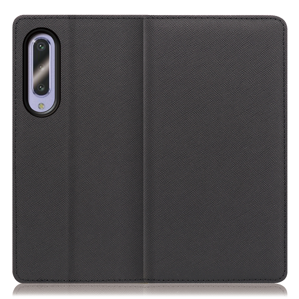 LOOF CASUAL Series AQUOS zero5G Basic 用 [ブラック] シンプル 手帳型ケース カード収納 幅広ポケット 傷に強い ベルトなし