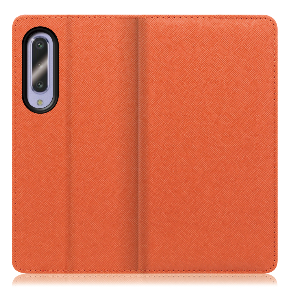 LOOF CASUAL Series AQUOS zero5G Basic 用 [オレンジ] シンプル 手帳型ケース カード収納 幅広ポケット 傷に強い ベルトなし