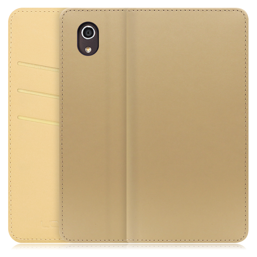 LOOF SKIN Series Android One S4 用  [ゴールド] ケース カバー 手帳型ケース スマホケース ブック型 手帳型カバー カードポケット カード収納