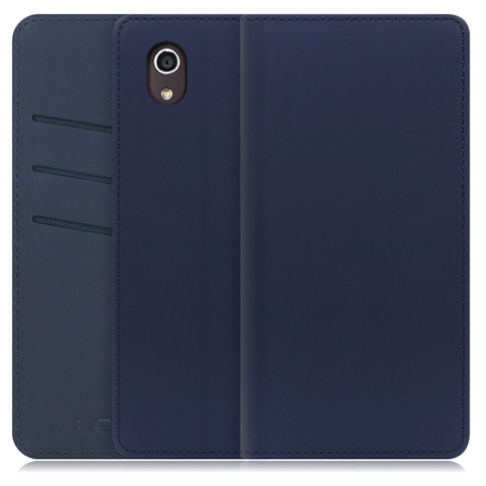 LOOF SKIN Series Android One S4 用 [ネイビー] ケース カバー 手帳型ケース スマホケース ブック型 手帳型カバー カードポケット カード収納