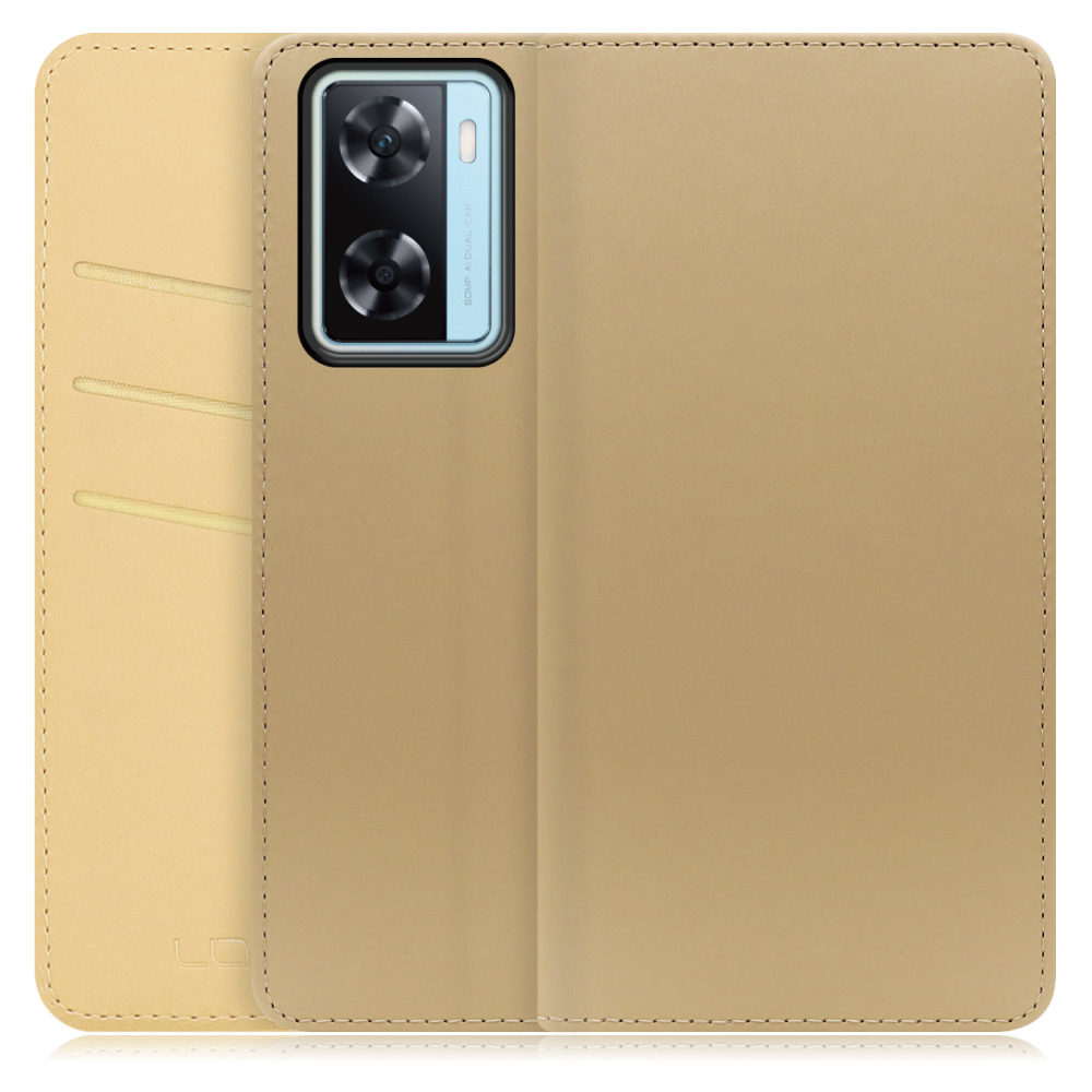 LOOF SKIN Series OPPO A77 オッポ 用  [ゴールド] ケース カバー 手帳型ケース スマホケース ブック型 手帳型カバー カードポケット カード収納