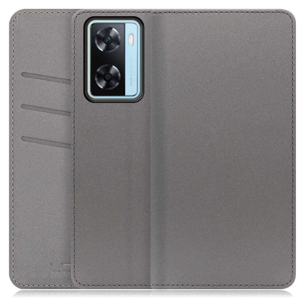 LOOF SKIN Series OPPO A77 オッポ 用  [グレー] ケース カバー 手帳型ケース スマホケース ブック型 手帳型カバー カードポケット カード収納