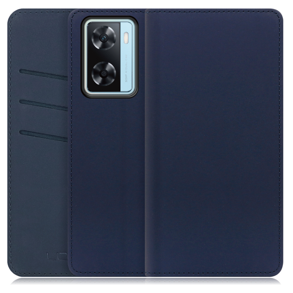 LOOF SKIN Series OPPO A77 オッポ 用 [ネイビー] ケース カバー 手帳型ケース スマホケース ブック型 手帳型カバー カードポケット カード収納