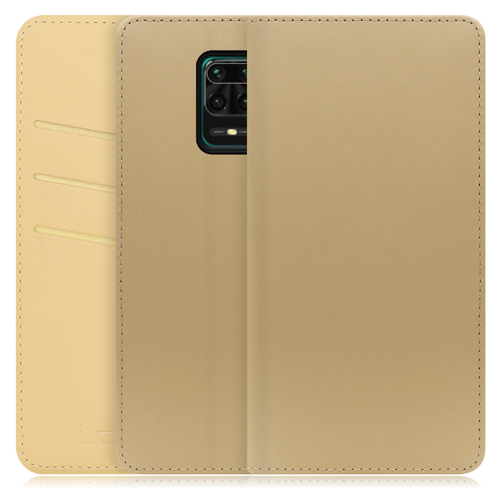 LOOF SKIN Series Xiaomi Redmi Note 9S 用  [ゴールド] ケース カバー 手帳型ケース スマホケース ブック型 手帳型カバー カードポケット カード収納