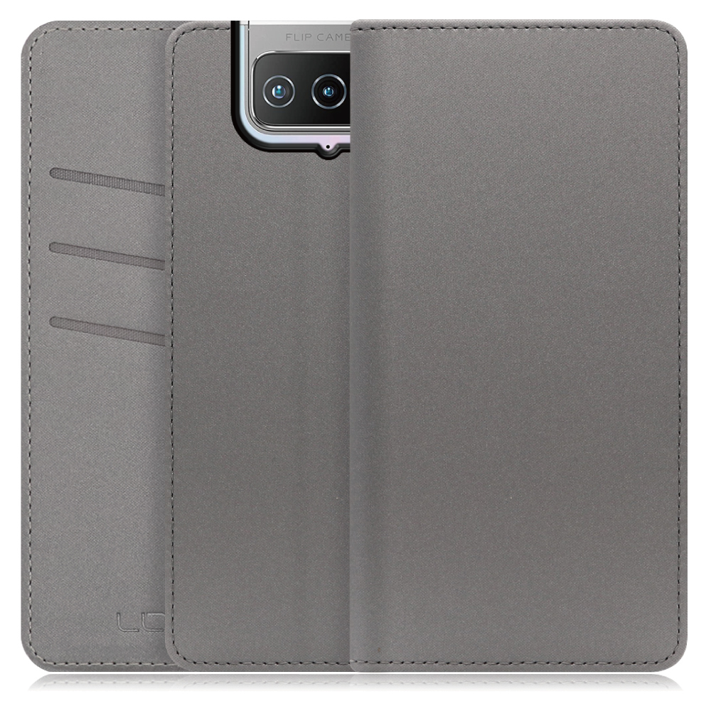 LOOF SKIN Series ZenFone 7 / ZenFone 7 Pro 用  [グレー] ケース カバー 手帳型ケース スマホケース ブック型 手帳型カバー カードポケット カード収納