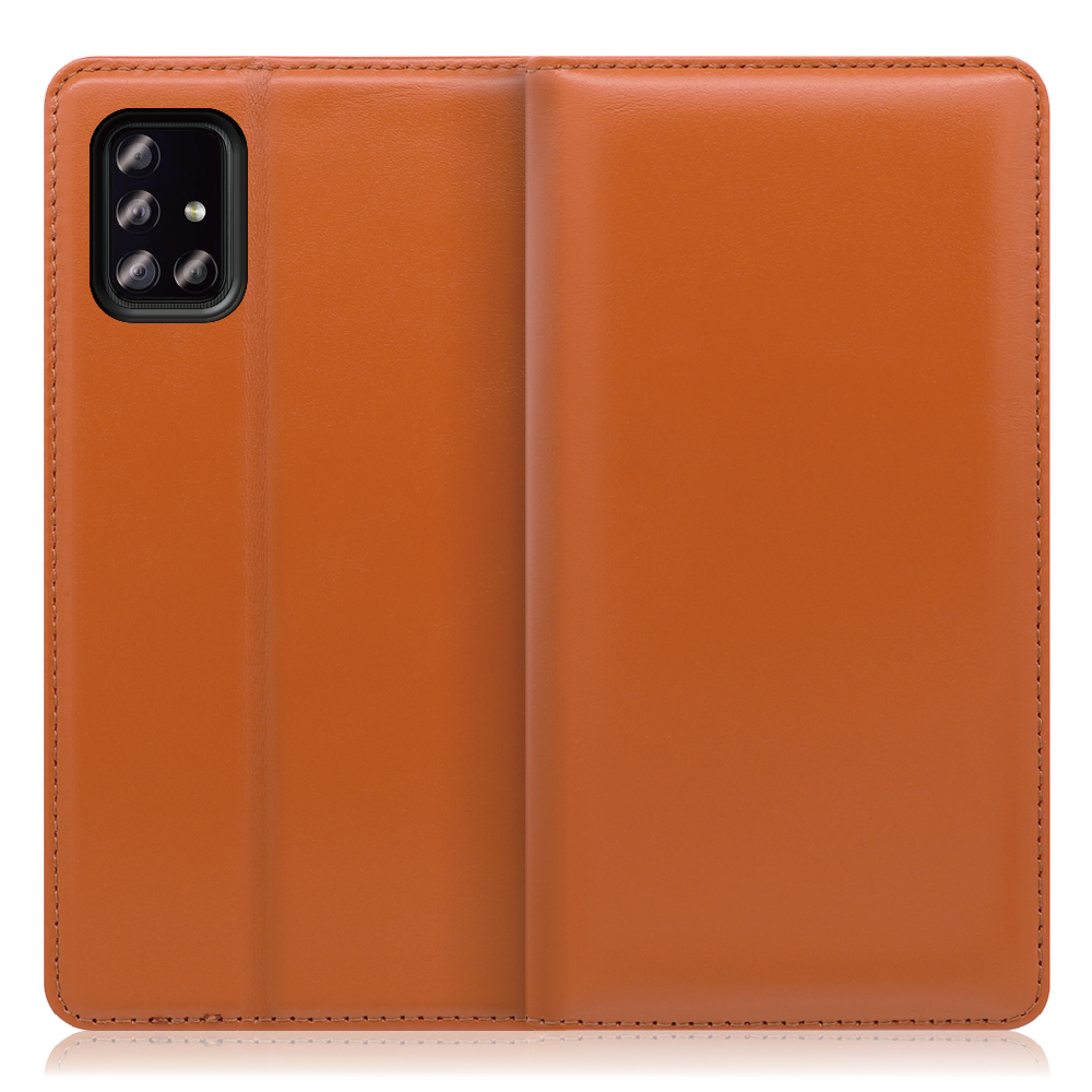 LOOF Simplle Galaxy A51 5G / SC-54A / SCG07 用 [オレンジ]本革 マグネット不使用 手帳型ケース カード収納 幅広ポケット ベルトなし