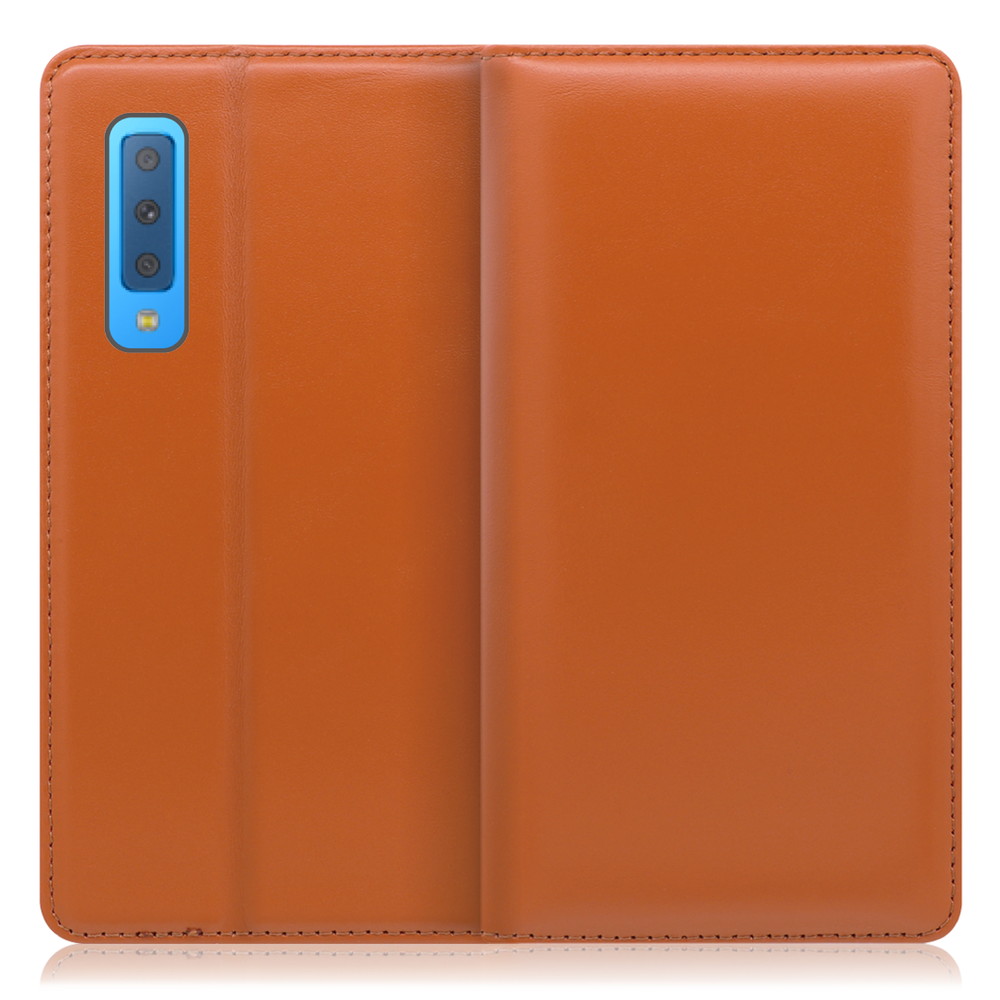 LOOF Simplle Galaxy A7 / SM-A750C 用 [オレンジ]本革 マグネット不使用 手帳型ケース カード収納 幅広ポケット ベルトなし