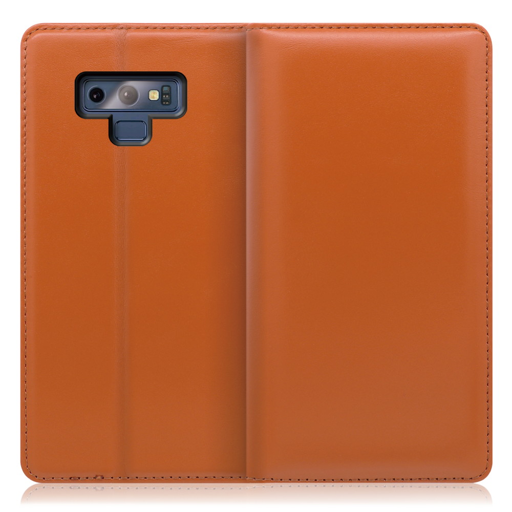 LOOF Simplle Galaxy Note9 / SC-01L / SCV40 用 [オレンジ]本革 マグネット不使用 手帳型ケース カード収納 幅広ポケット ベルトなし