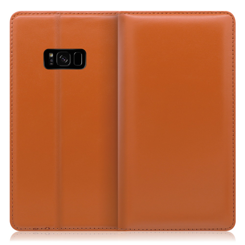 LOOF Simplle Galaxy S8 / SC-02J / SCV36 用 [オレンジ]本革 マグネット不使用 手帳型ケース カード収納 幅広ポケット ベルトなし