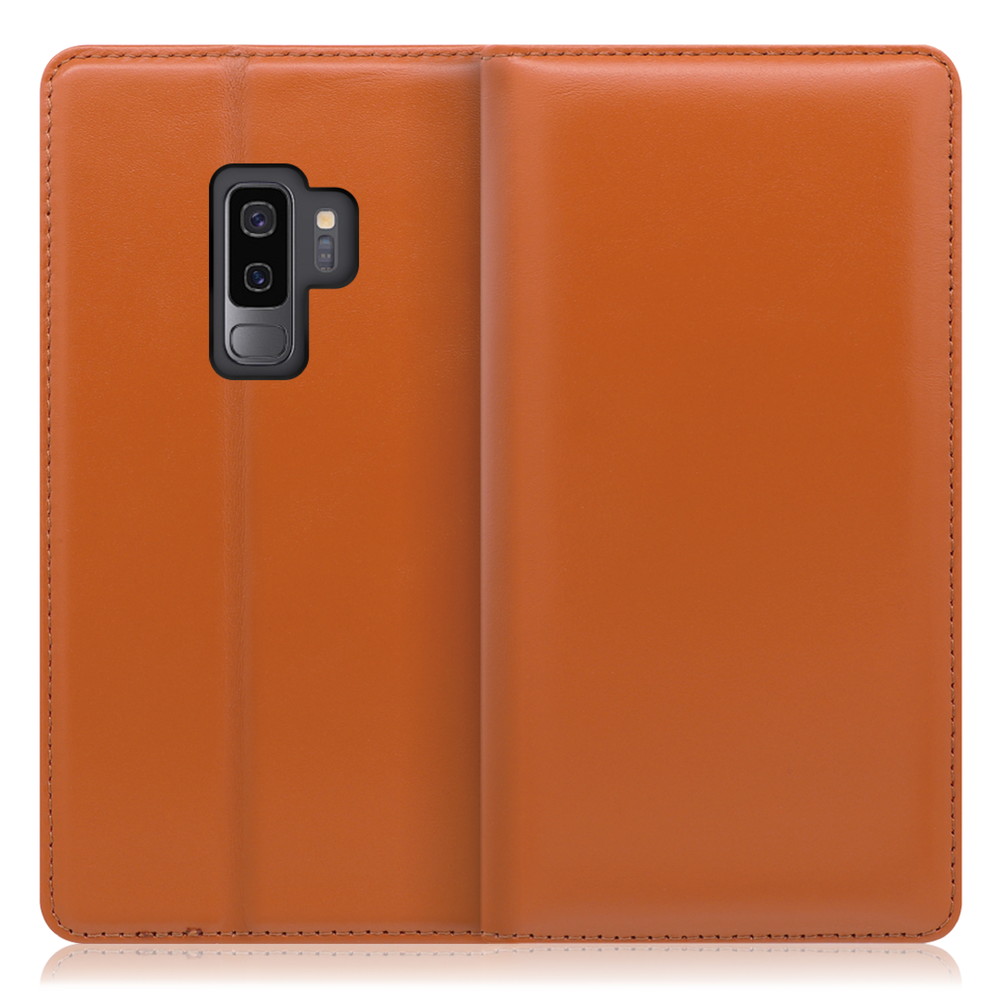 LOOF Simplle Galaxy S9+ / SC-03K / SCV39 用 [オレンジ]本革 マグネット不使用 手帳型ケース カード収納 幅広ポケット ベルトなし