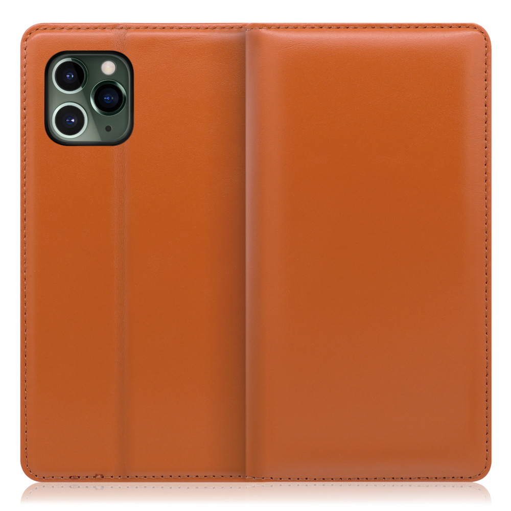 LOOF Simplle iPhone 11 Pro 用 [オレンジ]本革 マグネット不使用 手帳型ケース カード収納 幅広ポケット ベルトなし