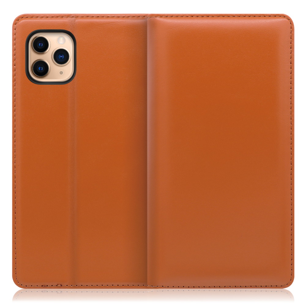 LOOF Simplle iPhone 11 Pro Max 用 [オレンジ]本革 マグネット不使用 手帳型ケース カード収納 幅広ポケット ベルトなし