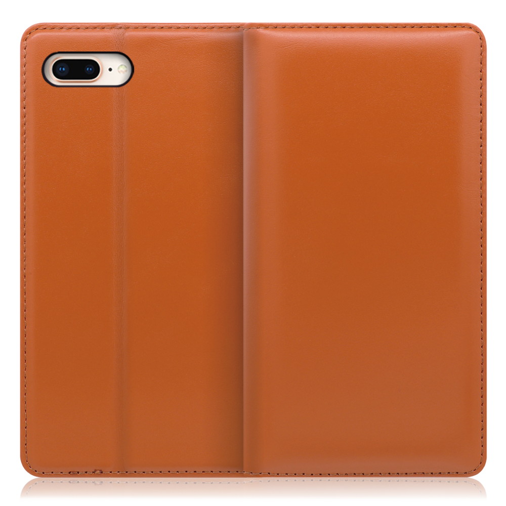 LOOF Simplle iPhone 7 Plus / 8 Plus 用 [オレンジ]本革 マグネット不使用 手帳型ケース カード収納 幅広ポケット ベルトなし