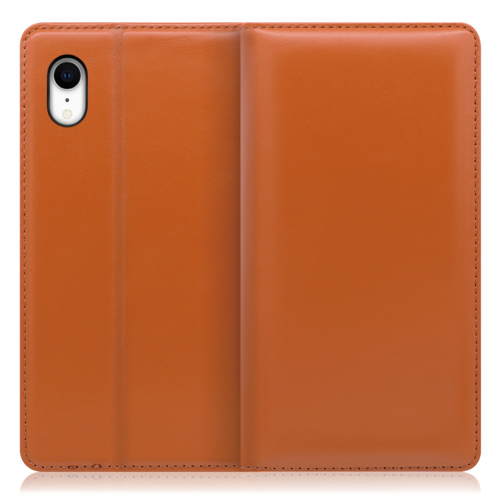 LOOF Simplle iPhone XR 用 [オレンジ]本革 マグネット不使用 手帳型ケース カード収納 幅広ポケット ベルトなし