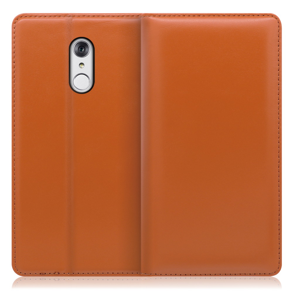 LOOF Simplle LG style / L-03K 用 [オレンジ]本革 マグネット不使用 手帳型ケース カード収納 幅広ポケット ベルトなし