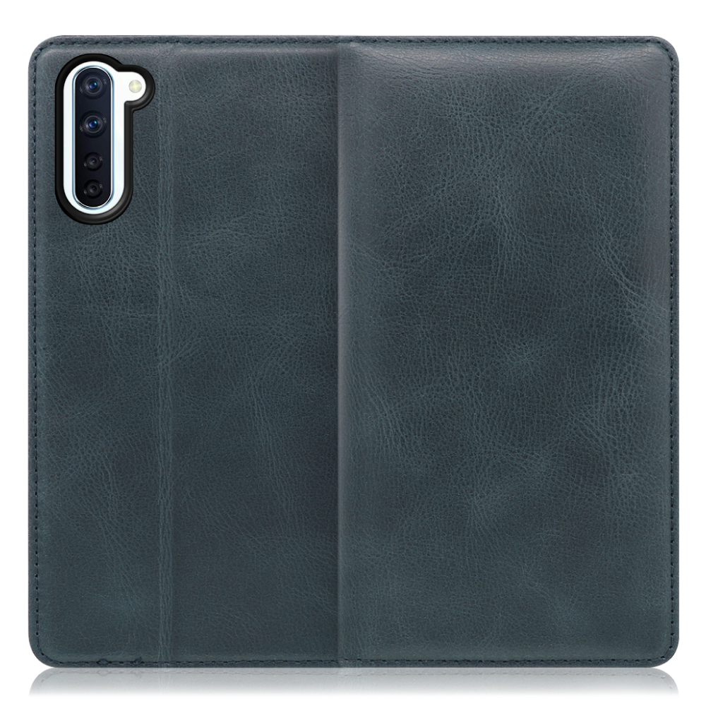 LOOF Simplle OPPO Reno3 A 用 [テールグリーン]本革 マグネット不使用 手帳型ケース カード収納 幅広ポケット ベルトなし