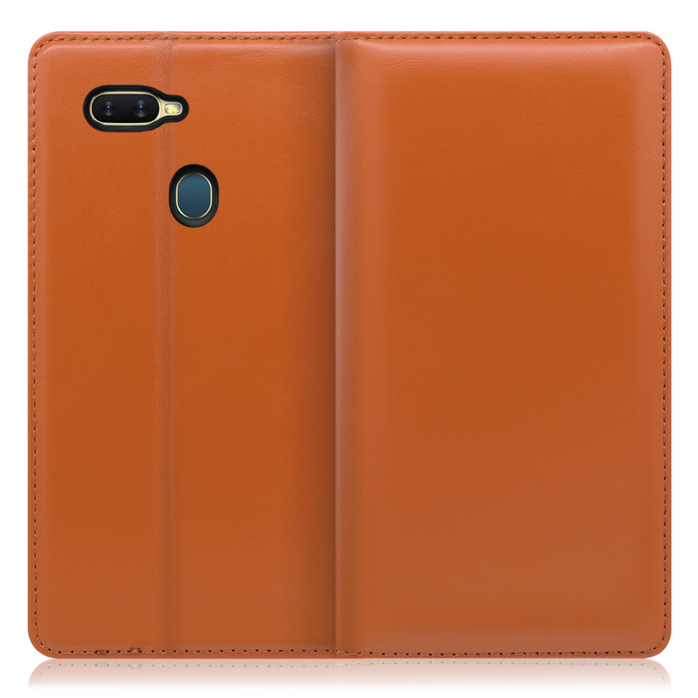 LOOF Simplle OPPO AX7 用 [オレンジ]本革 マグネット不使用 手帳型ケース カード収納 幅広ポケット ベルトなし