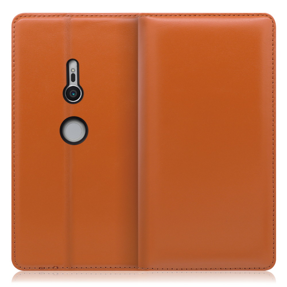 LOOF Simplle Xperia XZ2 / SO-03K / SOV37 用 [オレンジ]本革 マグネット不使用 手帳型ケース カード収納 幅広ポケット ベルトなし