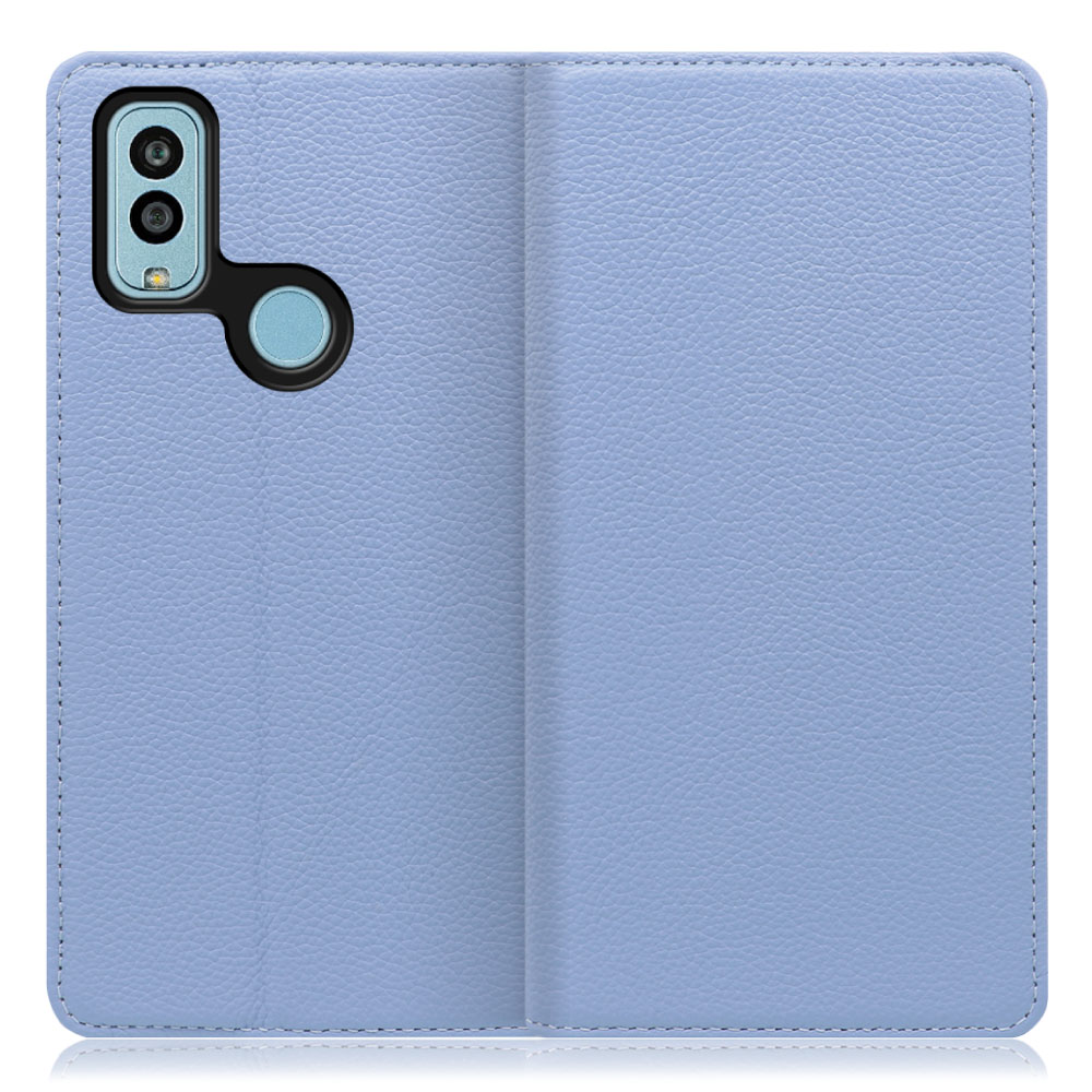 LOOF PASTEL Android One S9 / DIGNO SANGA edition / S9-KC / KC-S304 用 [ブルー] 丈夫な本革 お手入れ不要 手帳型ケース カード収納 幅広ポケット ベルトなし