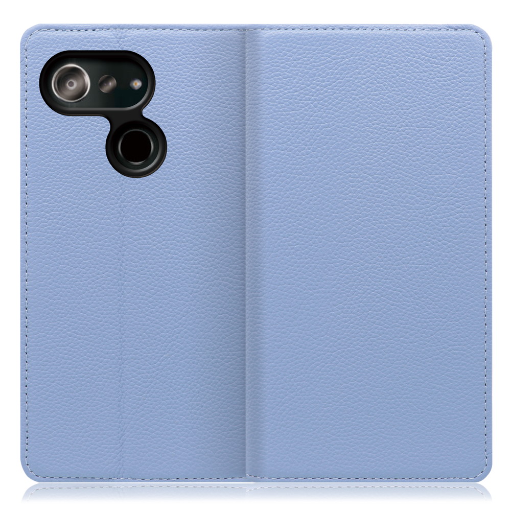 LOOF Pastel Android One S6 用 [ブルー] 丈夫な本革 お手入れ不要 手帳型ケース カード収納 幅広ポケット ベルトなし