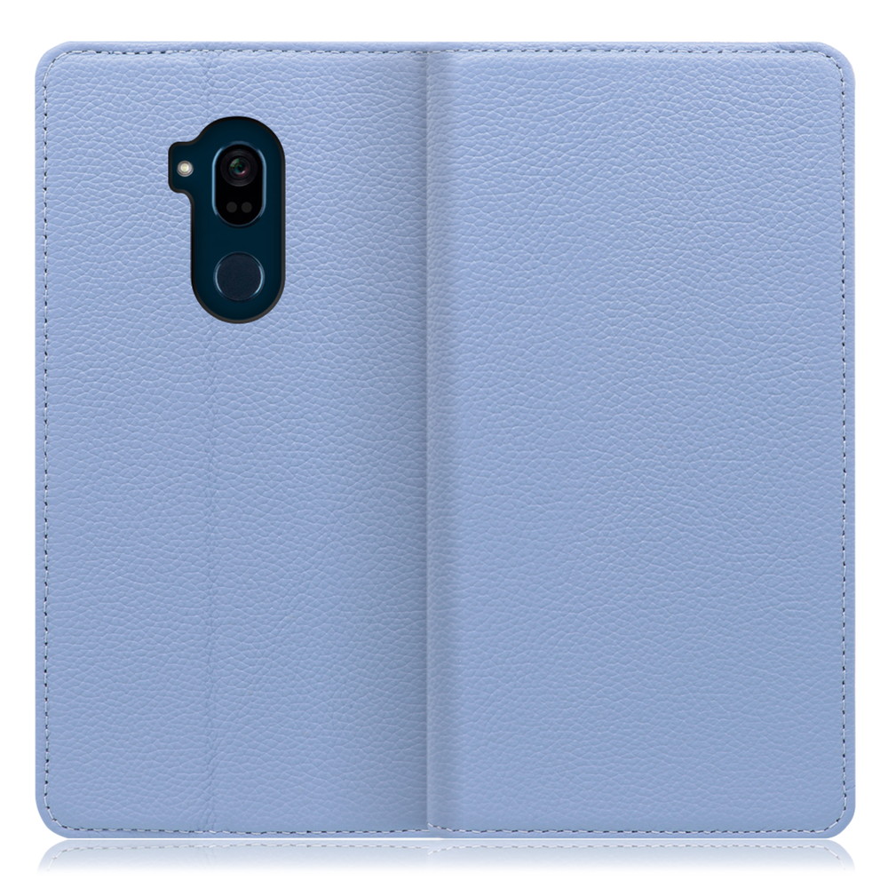 LOOF Pastel Android One X5 用 [ブルー] 丈夫な本革 お手入れ不要 手帳型ケース カード収納 幅広ポケット ベルトなし