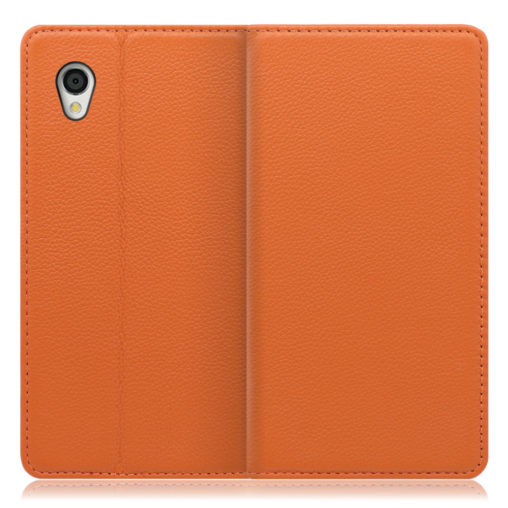 LOOF Pastel Android One S5 用 [オレンジ] 丈夫な本革 お手入れ不要 手帳型ケース カード収納 幅広ポケット ベルトなし