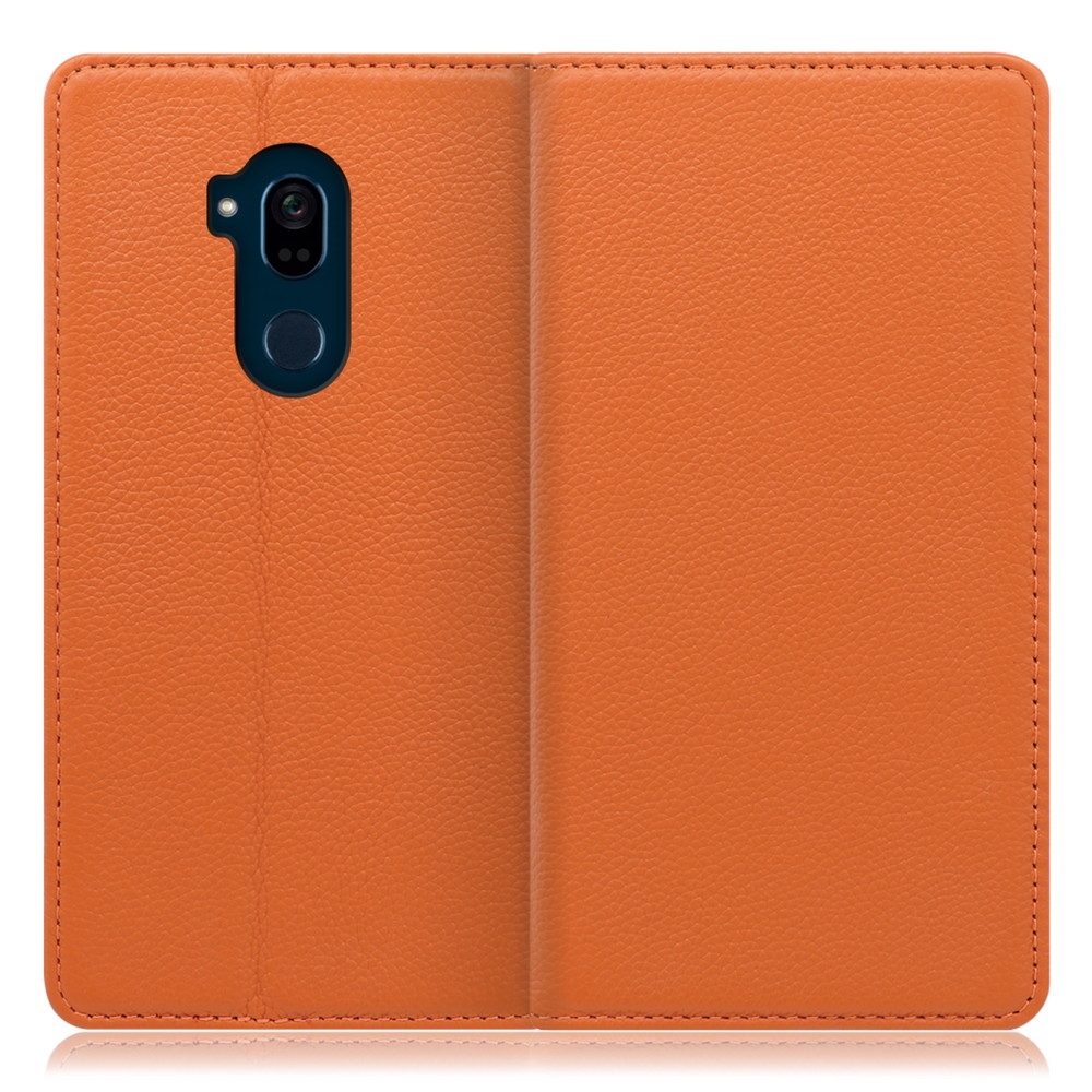 LOOF Pastel Android One X5 用 [オレンジ] 丈夫な本革 お手入れ不要 手帳型ケース カード収納 幅広ポケット ベルトなし