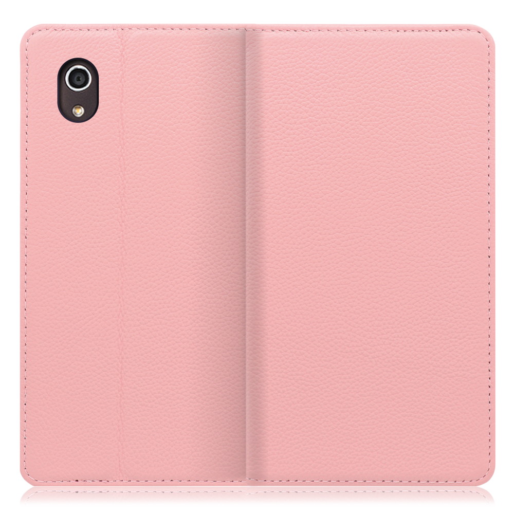 LOOF Pastel Android One S4 用 [ピンク] 丈夫な本革 お手入れ不要 手帳型ケース カード収納 幅広ポケット ベルトなし