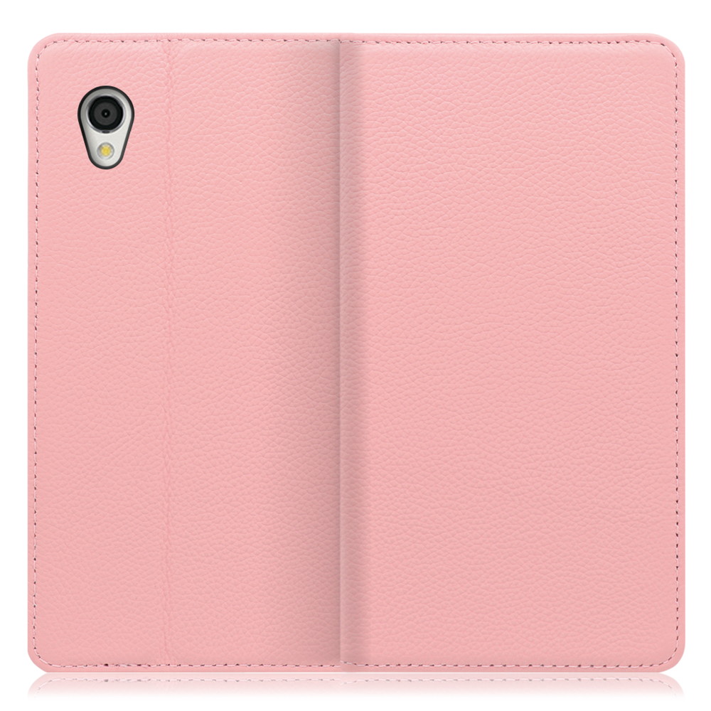 LOOF Pastel Android One S5 用 [ピンク] 丈夫な本革 お手入れ不要 手帳型ケース カード収納 幅広ポケット ベルトなし