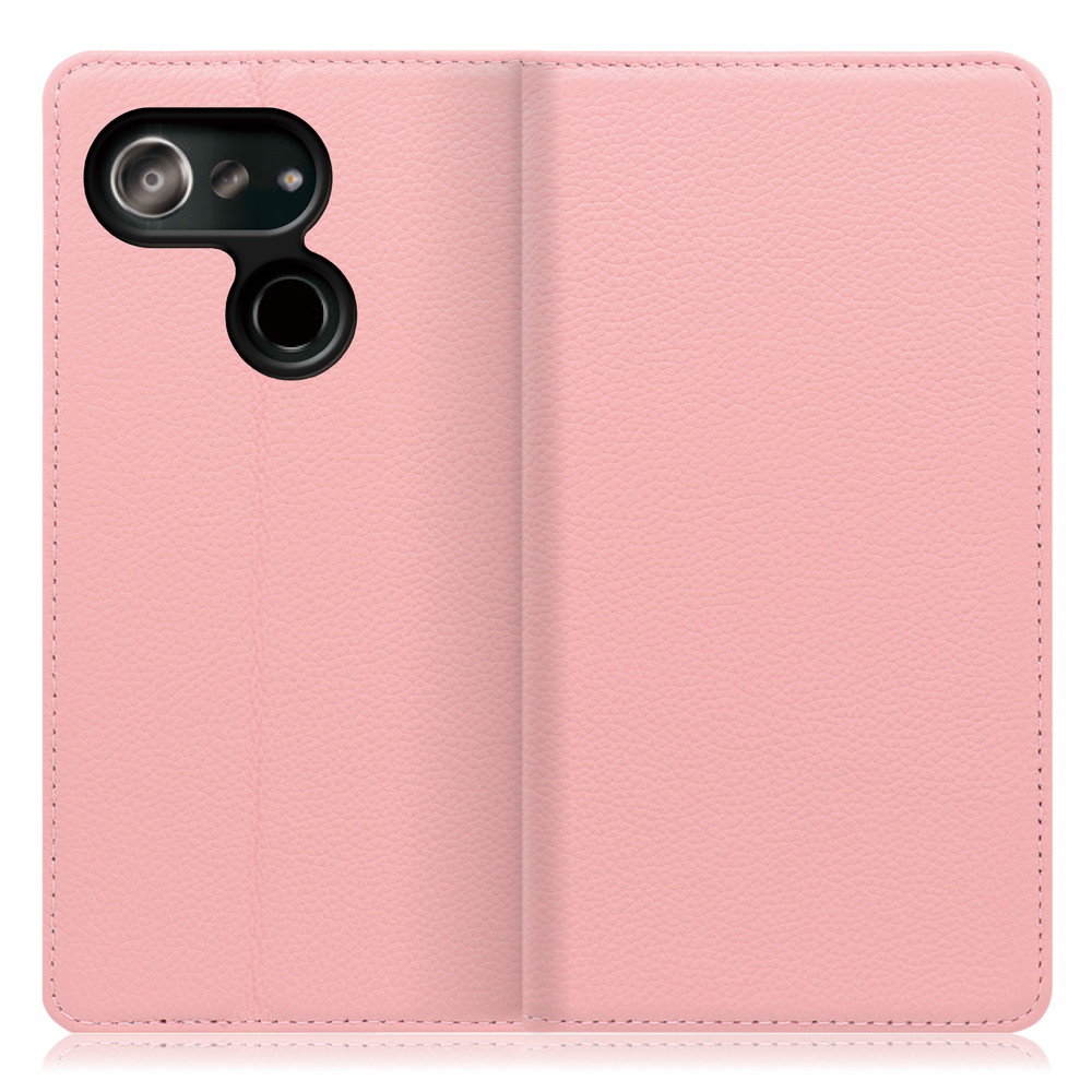LOOF Pastel Android One S6 用 [ピンク] 丈夫な本革 お手入れ不要 手帳型ケース カード収納 幅広ポケット ベルトなし