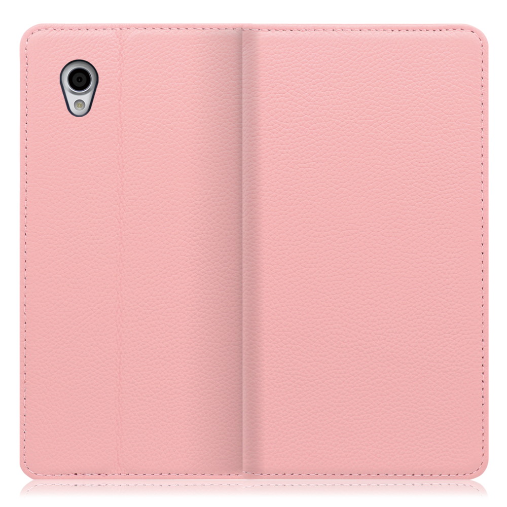 LOOF Pastel Android One X4 用 [ピンク] 丈夫な本革 お手入れ不要 手帳型ケース カード収納 幅広ポケット ベルトなし