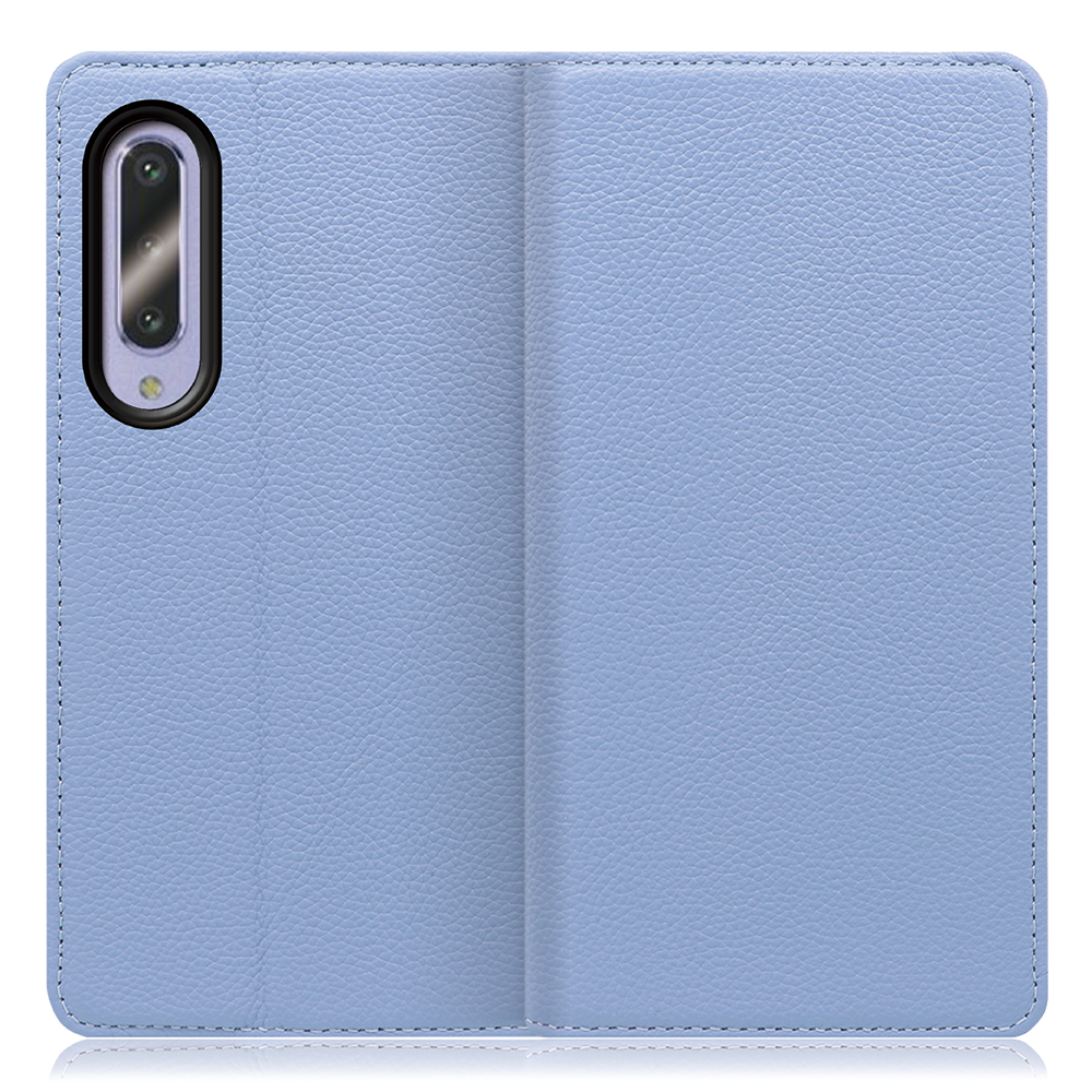 LOOF Pastel Series AQUOS zero5G Basic [ブルー] 丈夫な本革 お手入れ不要 手帳型ケース カード収納 幅広ポケット ベルトなし