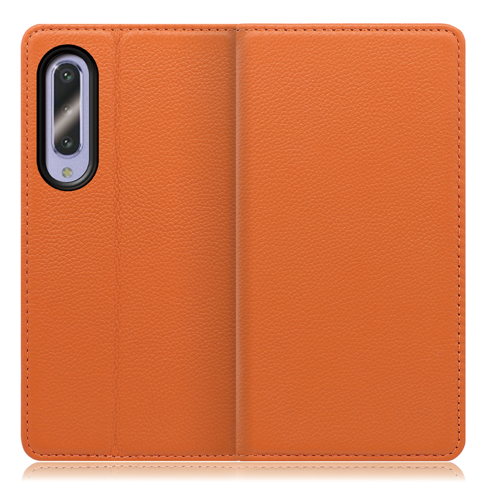 LOOF Pastel Series AQUOS zero5G Basic [オレンジ] 丈夫な本革 お手入れ不要 手帳型ケース カード収納 幅広ポケット ベルトなし