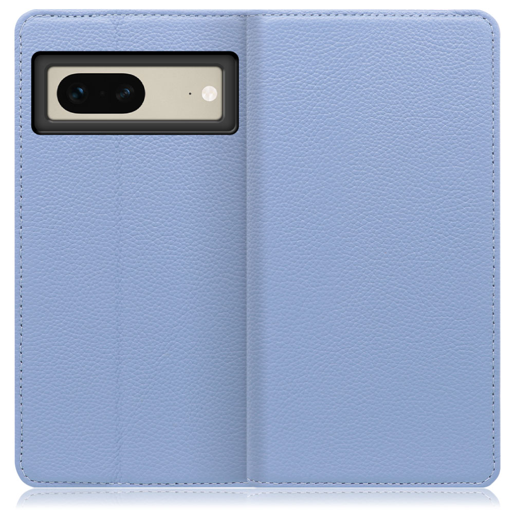 LOOF Pastel Series Google Pixel 7 用 [ブルー] 丈夫な本革 お手入れ不要 手帳型ケース カード収納 幅広ポケット ベルトなし