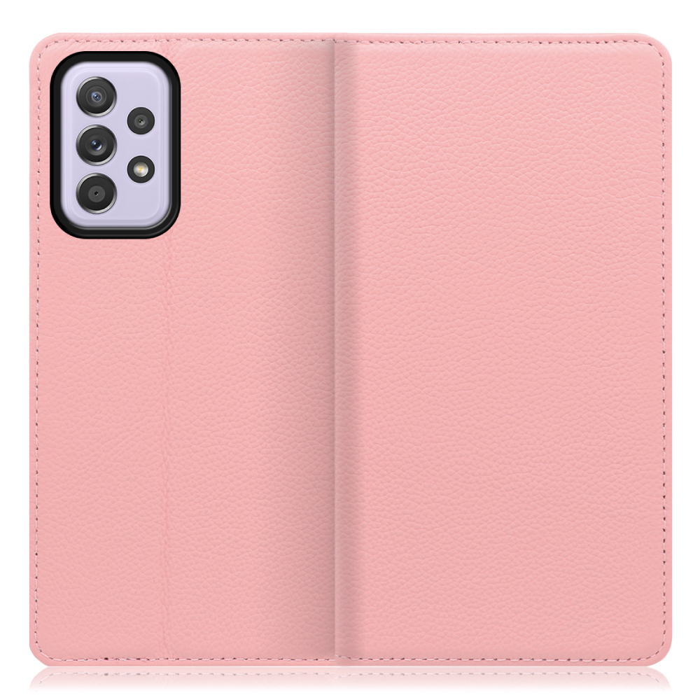 LOOF Pastel Galaxy A52 5G / SC-53B 用 [ピンク] 丈夫な本革 お手入れ不要 手帳型ケース カード収納 幅広ポケット ベルトなし