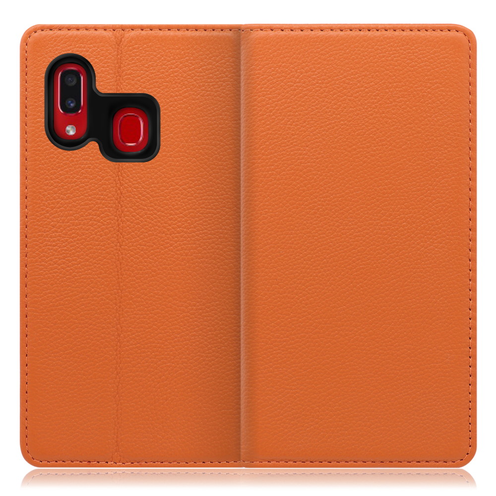 LOOF Pastel Galaxy A30 / SCV43 用 [オレンジ] 丈夫な本革 お手入れ不要 手帳型ケース カード収納 幅広ポケット ベルトなし