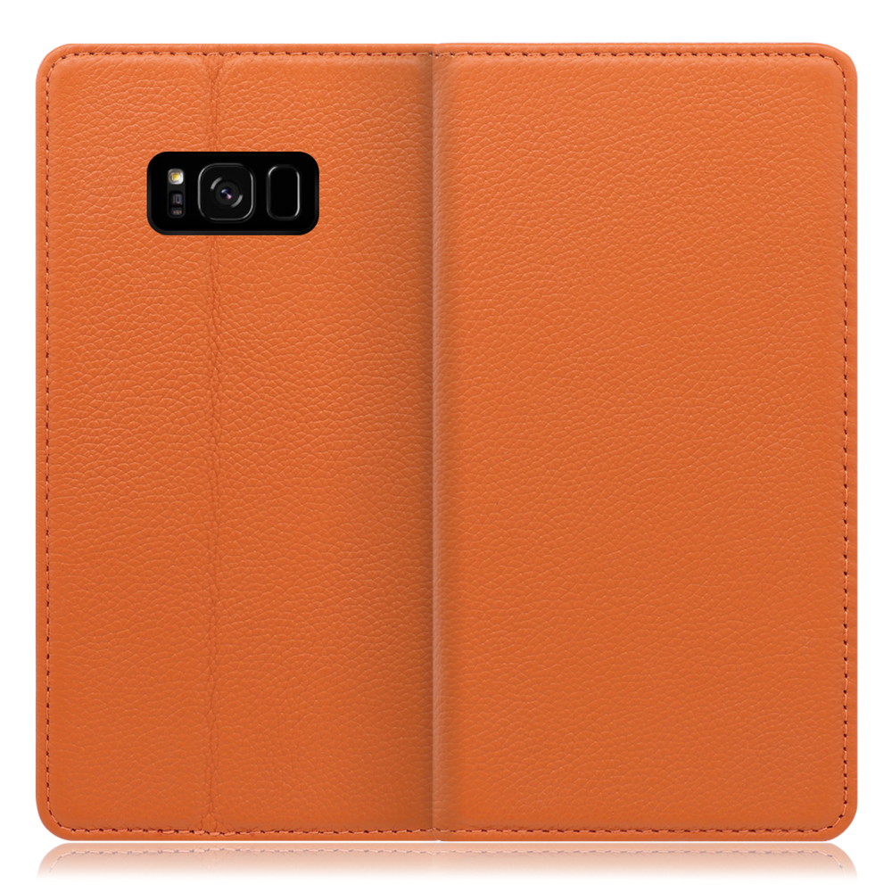 LOOF Pastel Galaxy S8+ / SC-03J / SCV35 用 [オレンジ] 丈夫な本革 お手入れ不要 手帳型ケース カード収納 幅広ポケット ベルトなし