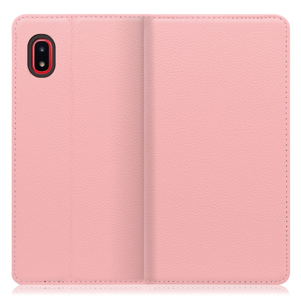 LOOF Pastel Galaxy A20 / SC-02M / SCV46 用 [ピンク] 丈夫な本革 お手入れ不要 手帳型ケース カード収納 幅広ポケット ベルトなし
