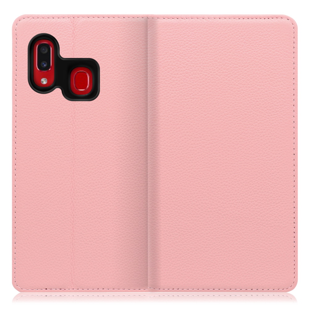 LOOF Pastel Galaxy A30 / SCV43 用 [ピンク] 丈夫な本革 お手入れ不要 手帳型ケース カード収納 幅広ポケット ベルトなし