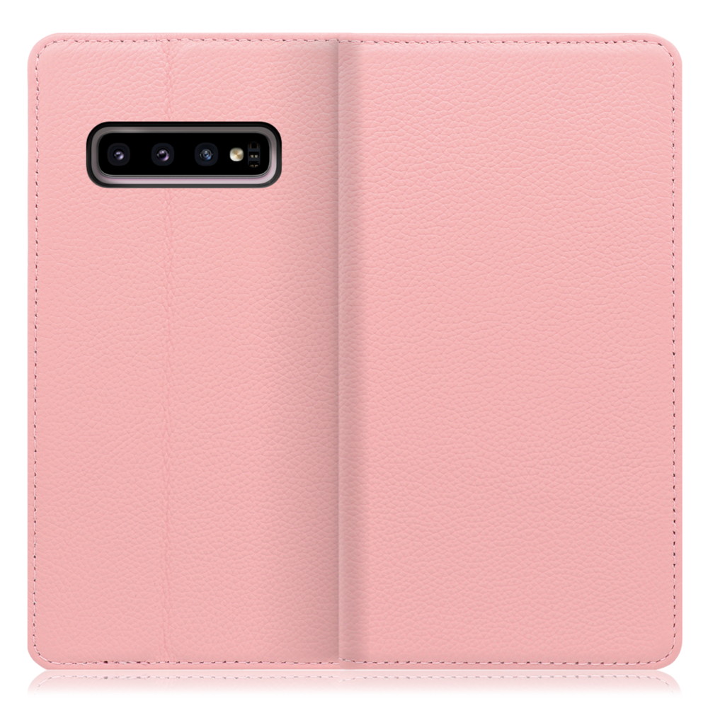 LOOF Pastel Galaxy S10 / SC-03L / SCV41 用 [ピンク] 丈夫な本革 お手入れ不要 手帳型ケース カード収納 幅広ポケット ベルトなし