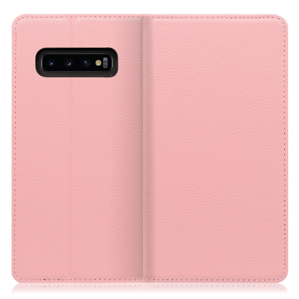 LOOF Pastel Galaxy S10+ / SC-04L / SCV42 用 [ピンク] 丈夫な本革 お手入れ不要 手帳型ケース カード収納 幅広ポケット ベルトなし