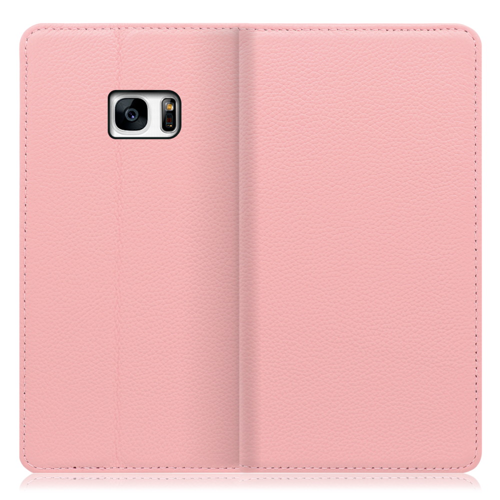 LOOF Pastel Galaxy S7 edge / SC-02H / SCV33 用 [ピンク] 丈夫な本革 お手入れ不要 手帳型ケース カード収納 幅広ポケット ベルトなし