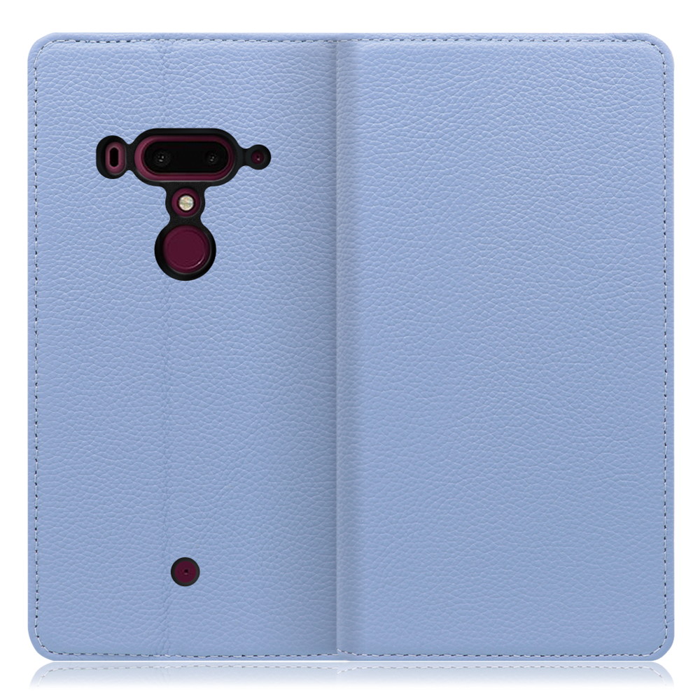 LOOF Pastel HTC U12+ 用 [ブルー] 丈夫な本革 お手入れ不要 手帳型ケース カード収納 幅広ポケット ベルトなし