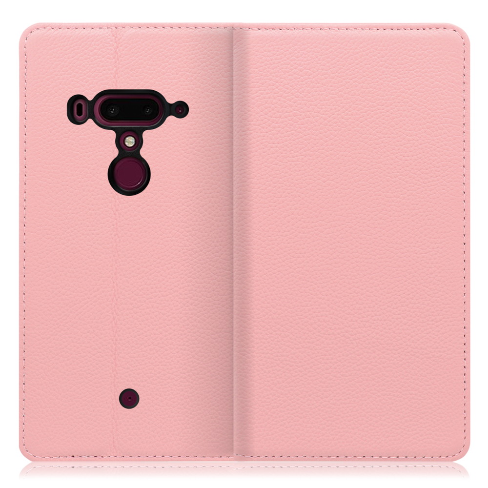 LOOF Pastel HTC U12+ 用 [ピンク] 丈夫な本革 お手入れ不要 手帳型ケース カード収納 幅広ポケット ベルトなし