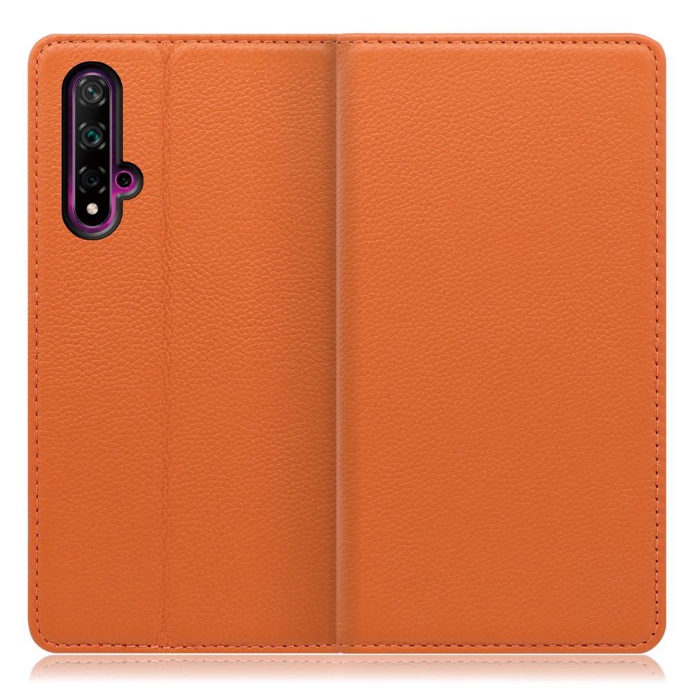 LOOF Pastel HUAWEI nova 5T 用 [オレンジ] 丈夫な本革 お手入れ不要 手帳型ケース カード収納 幅広ポケット ベルトなし